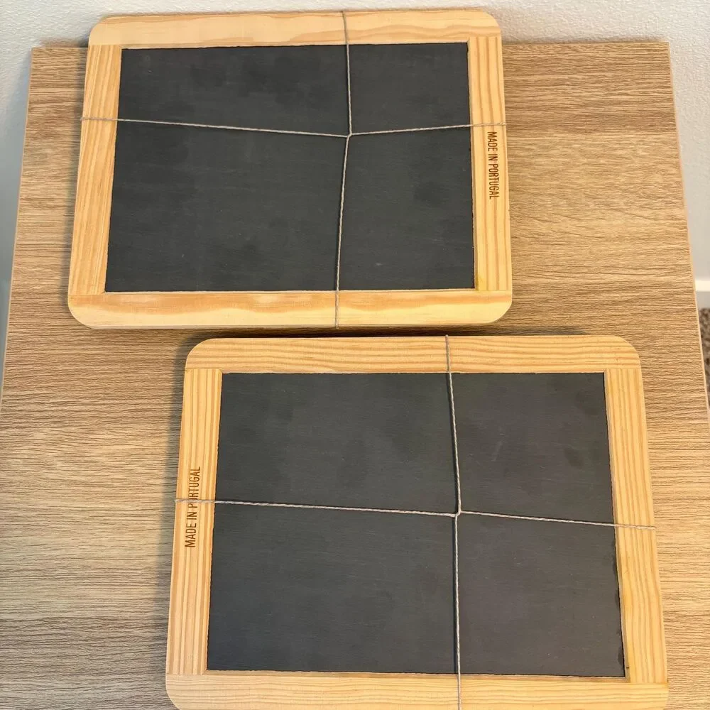 Vintage Framed Chalkboards Set of 2 w/ Original Ciphering Chalk Made in Portugal